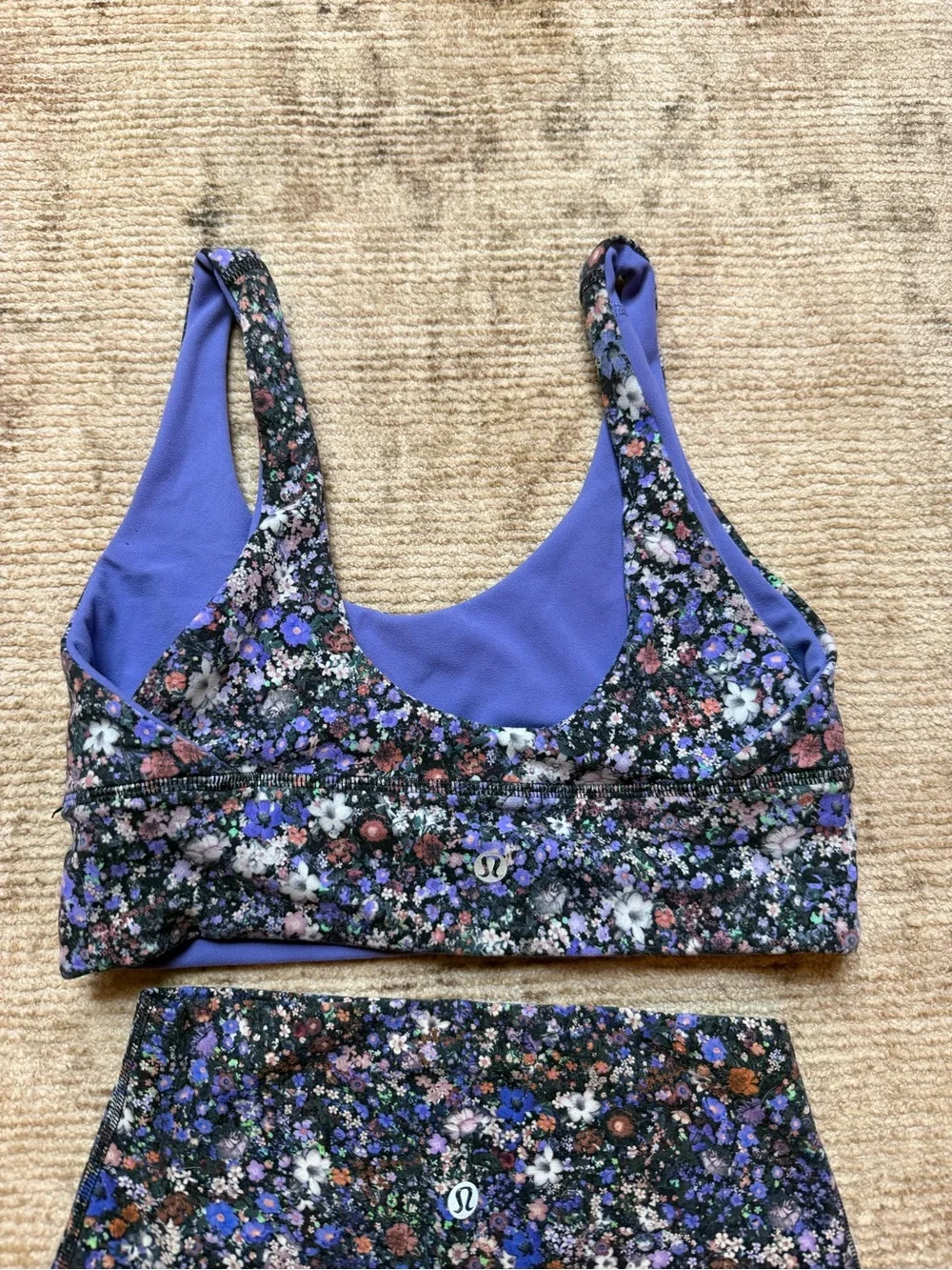 lululemon athletica Purple Floral Scoop Neck Sports Bra Tank